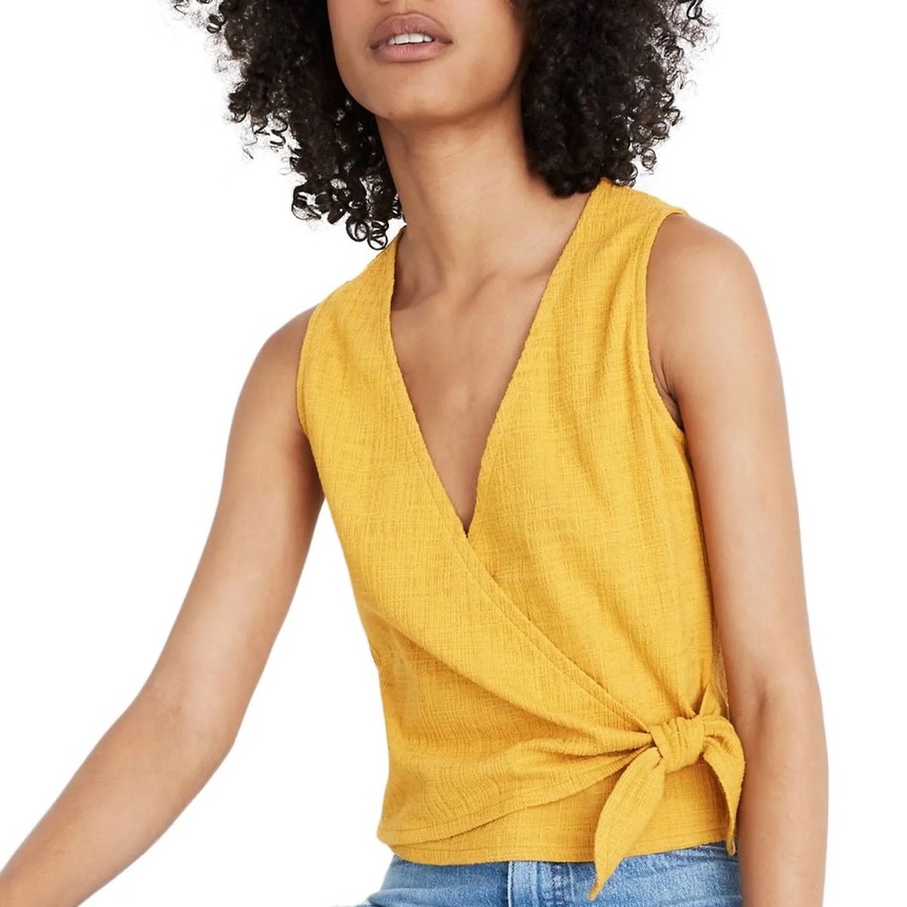 Madewell Tops Texture and Thread Wrap-Tie Tank